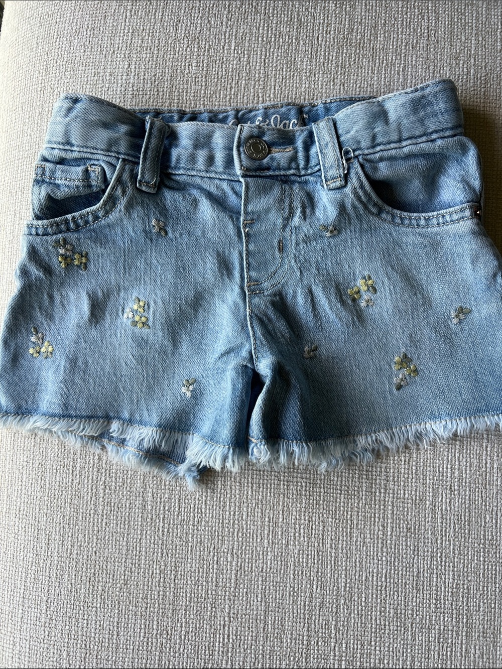 Cat & Jack Light Blue Denim Shorts with Floral Accents